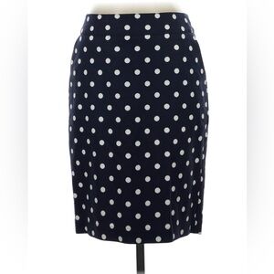 J.CREW Classic Navy Polka Dot Cotton Pencil Skirt